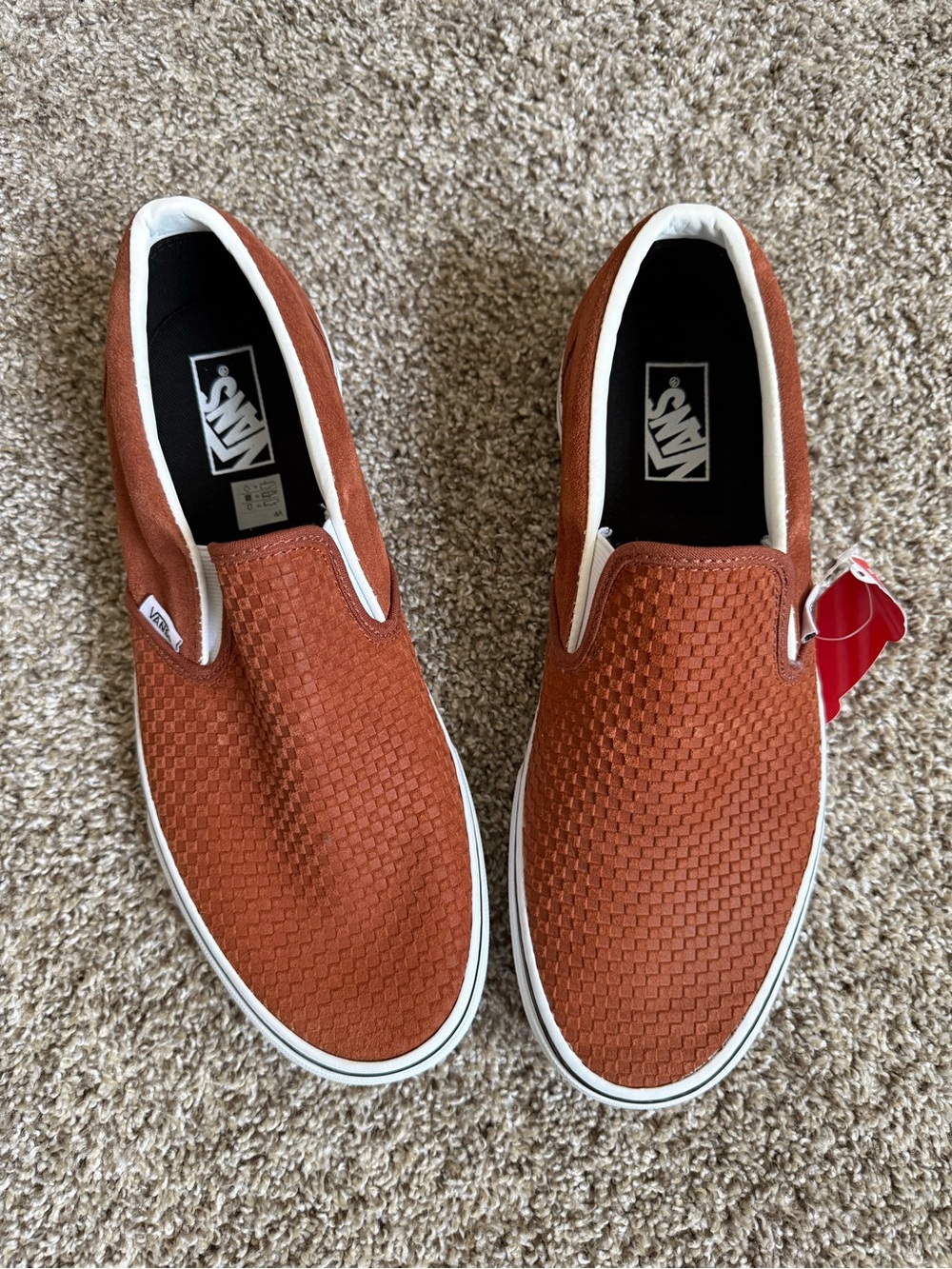 Vans Suede Men's Slip-On Sneakers in Rust Orange with White Trim